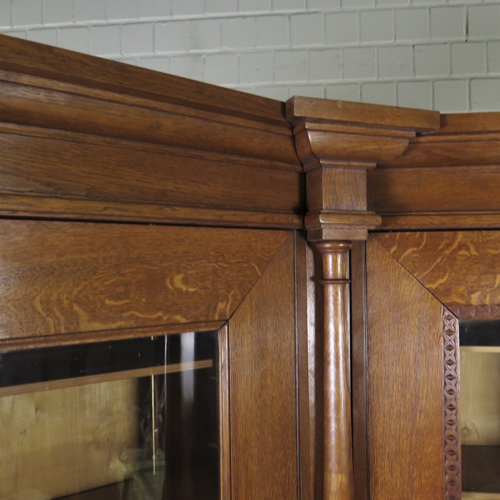 Eckschrank Bücherschrank Büroschrank Gründerzeit 1880 Eiche
