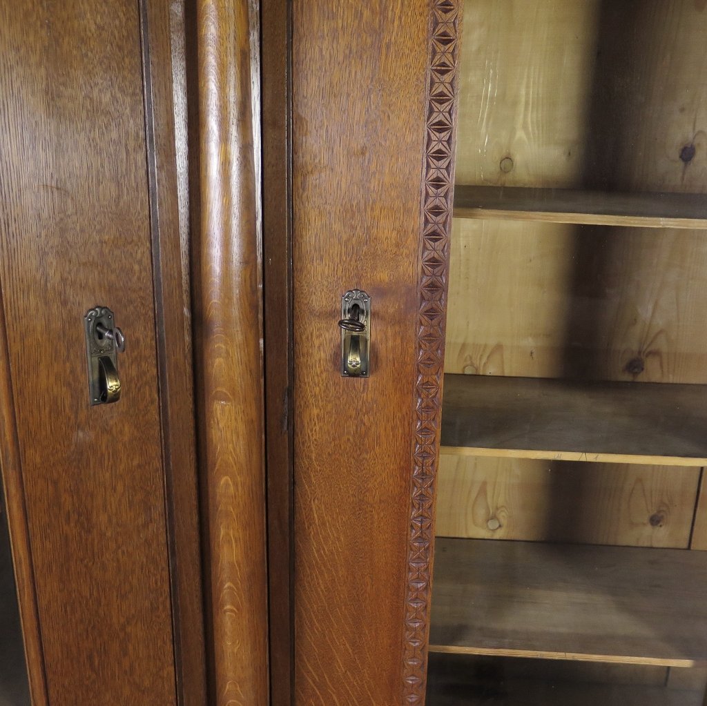 Eckschrank Bücherschrank Büroschrank Gründerzeit 1880 Eiche
