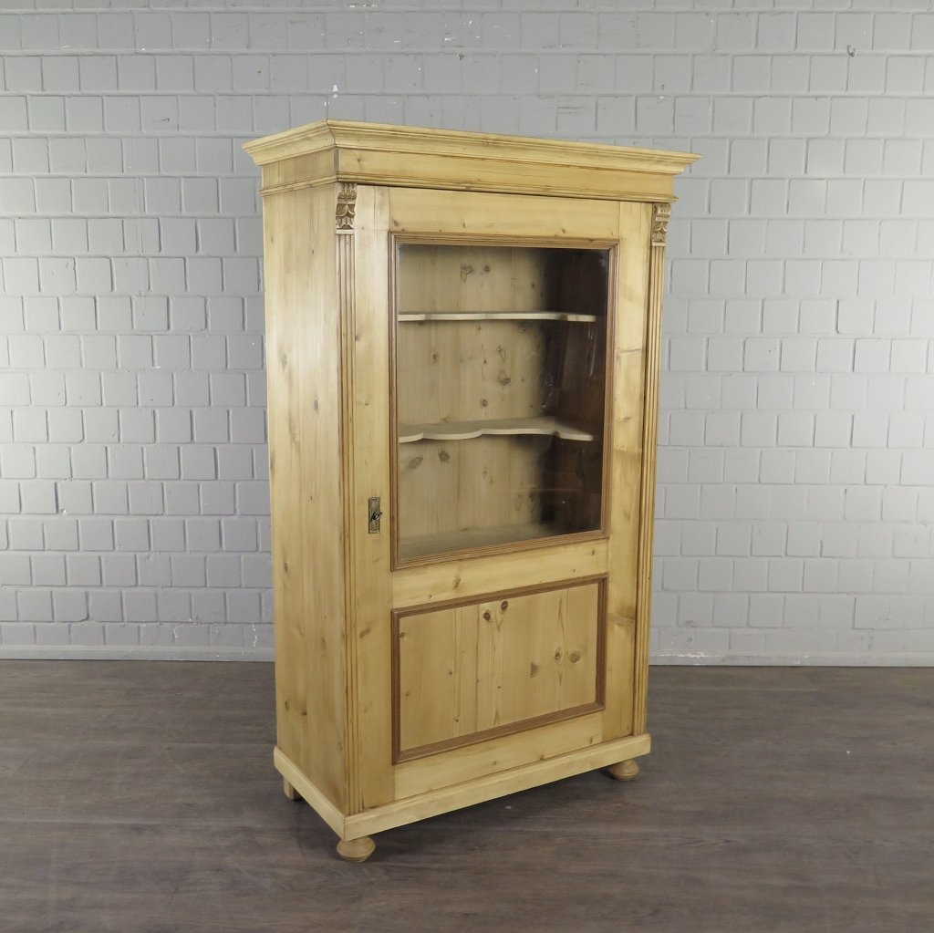 Vitrine Geschirrschrank Gründerzeit 1880 Kiefer      