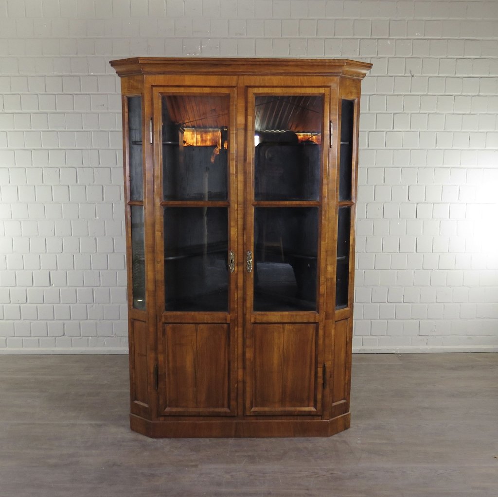 Eckschrank Eckvitrine Biedermeier 1850 Mahagoni