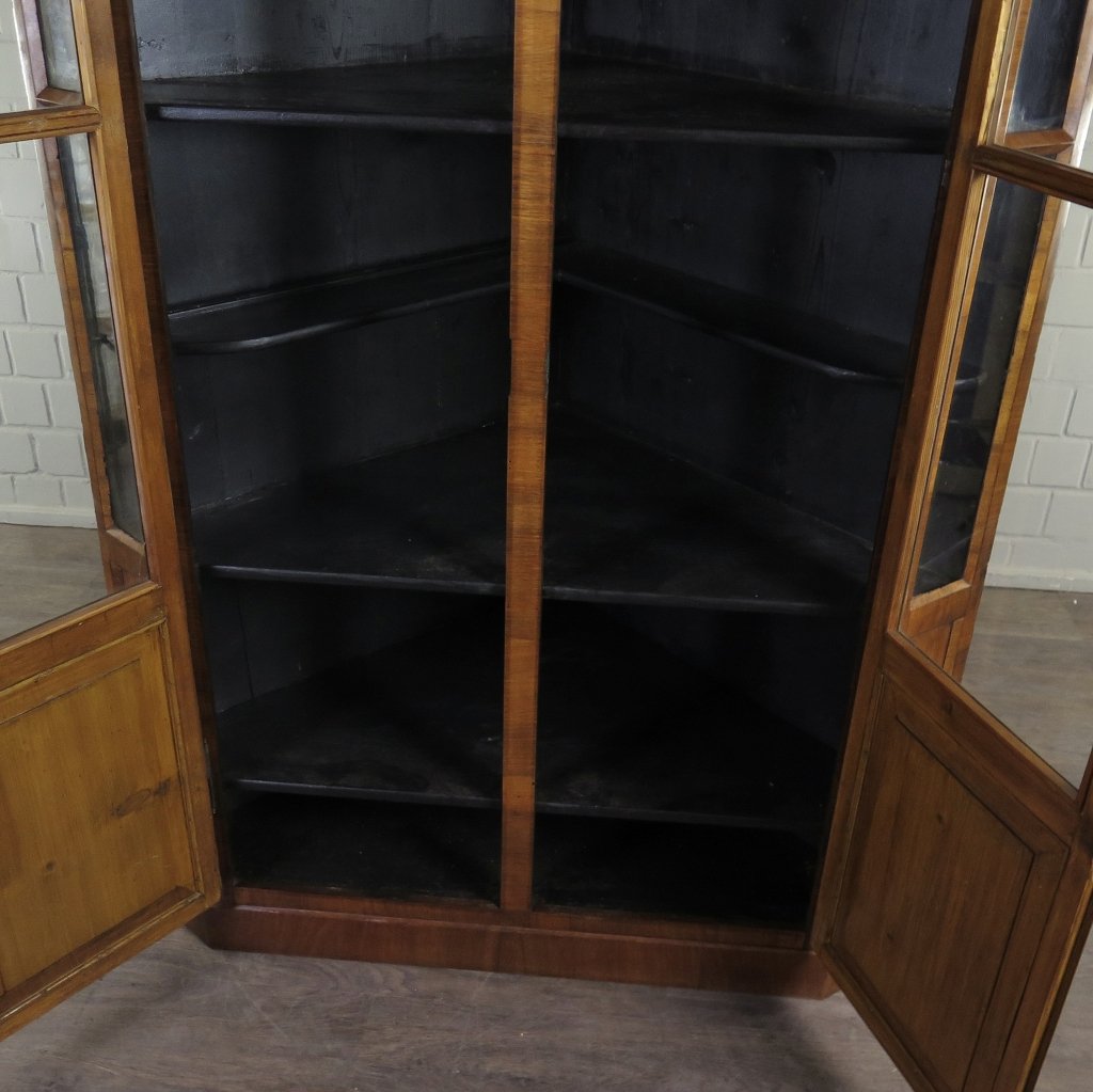 Eckschrank Eckvitrine Biedermeier 1850 Mahagoni
