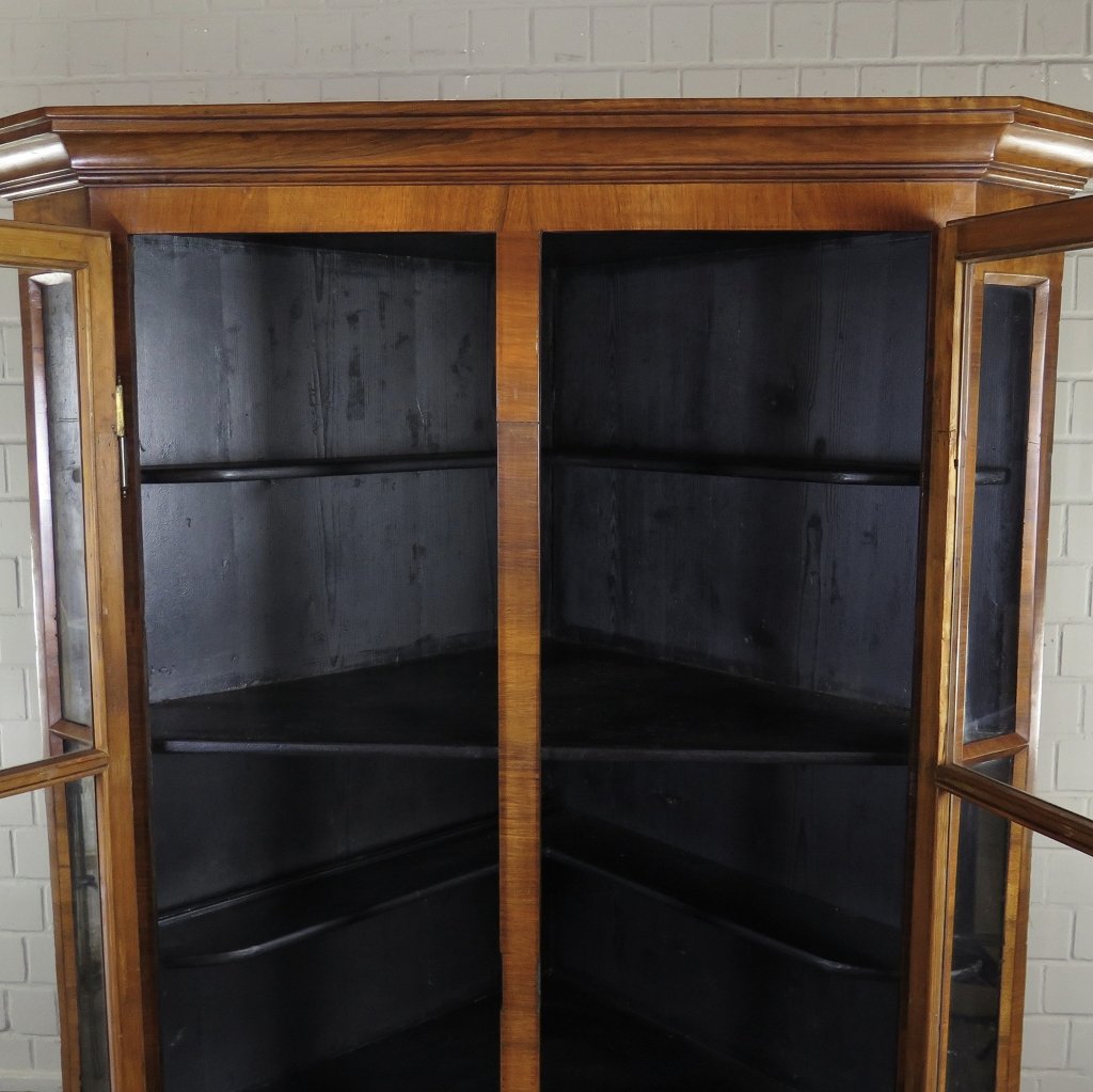 Eckschrank Eckvitrine Biedermeier 1850 Mahagoni