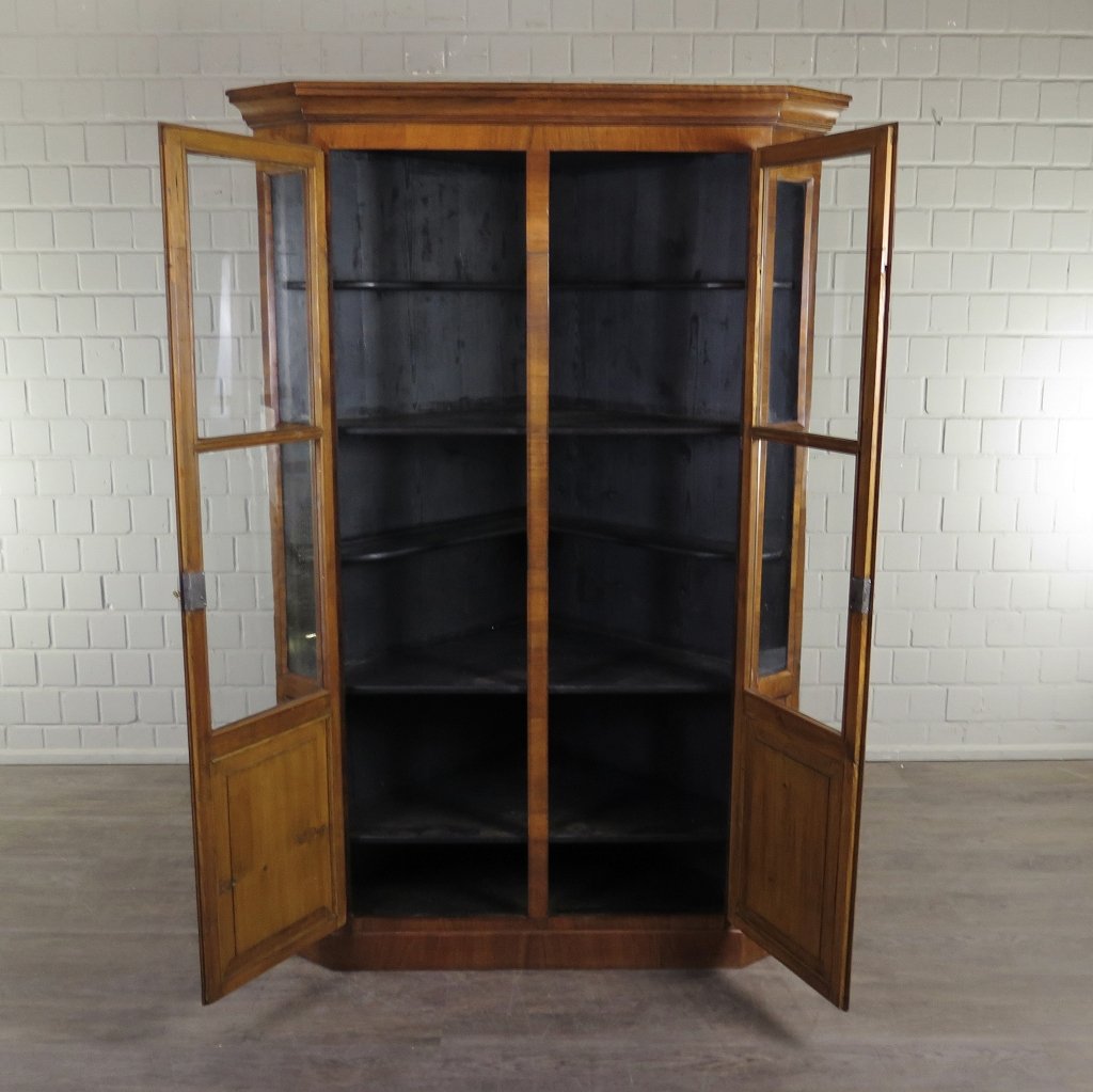Eckschrank Eckvitrine Biedermeier 1850 Mahagoni