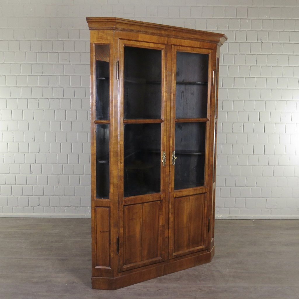 Eckschrank Eckvitrine Biedermeier 1850 Mahagoni