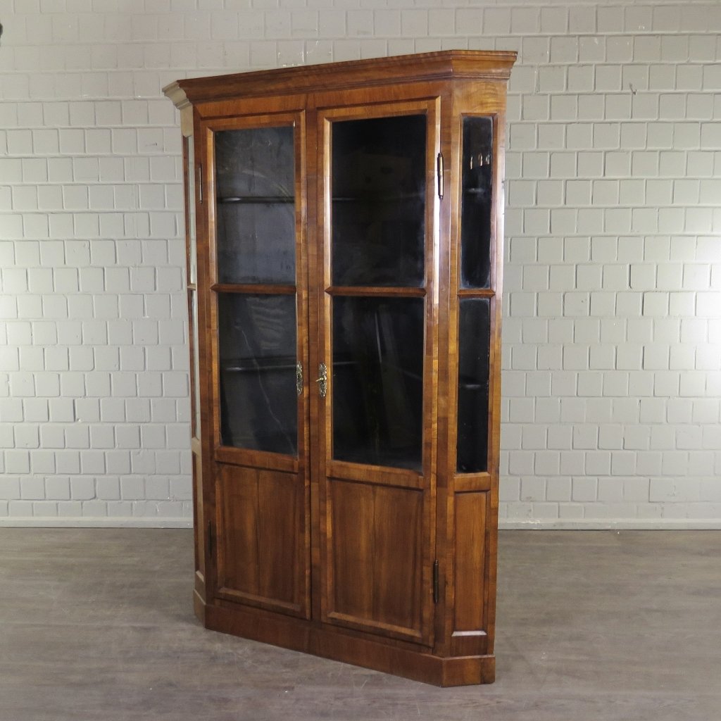 Eckschrank Eckvitrine Biedermeier 1850 Mahagoni