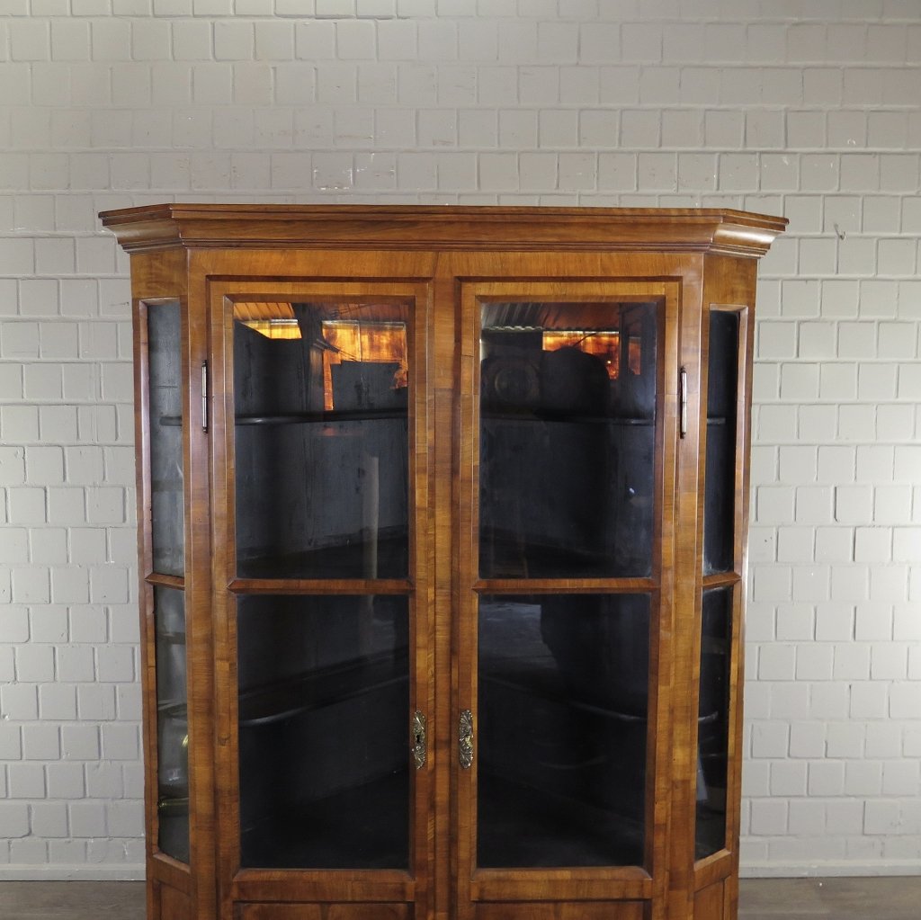 Eckschrank Eckvitrine Biedermeier 1850 Mahagoni