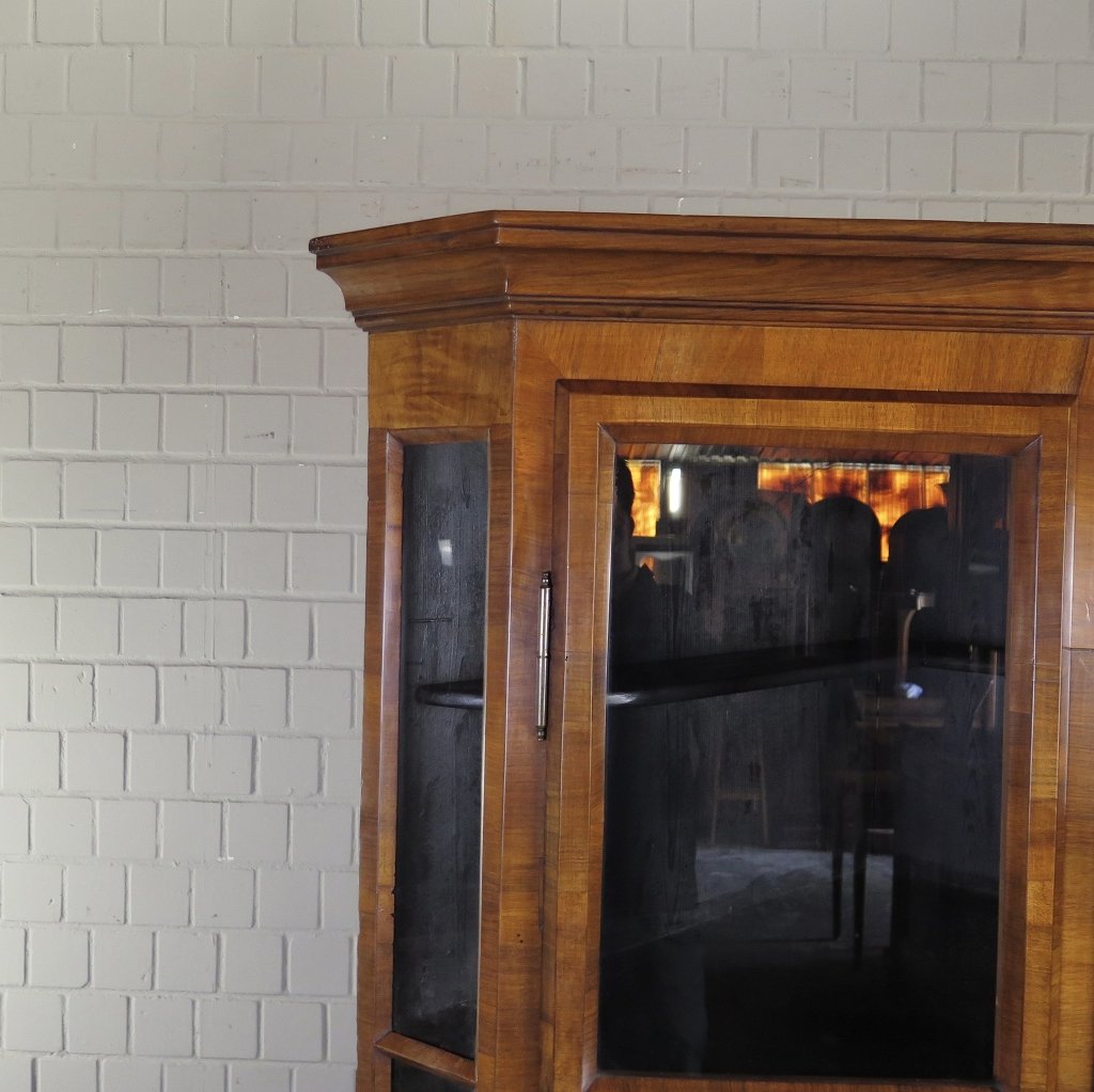 Eckschrank Eckvitrine Biedermeier 1850 Mahagoni