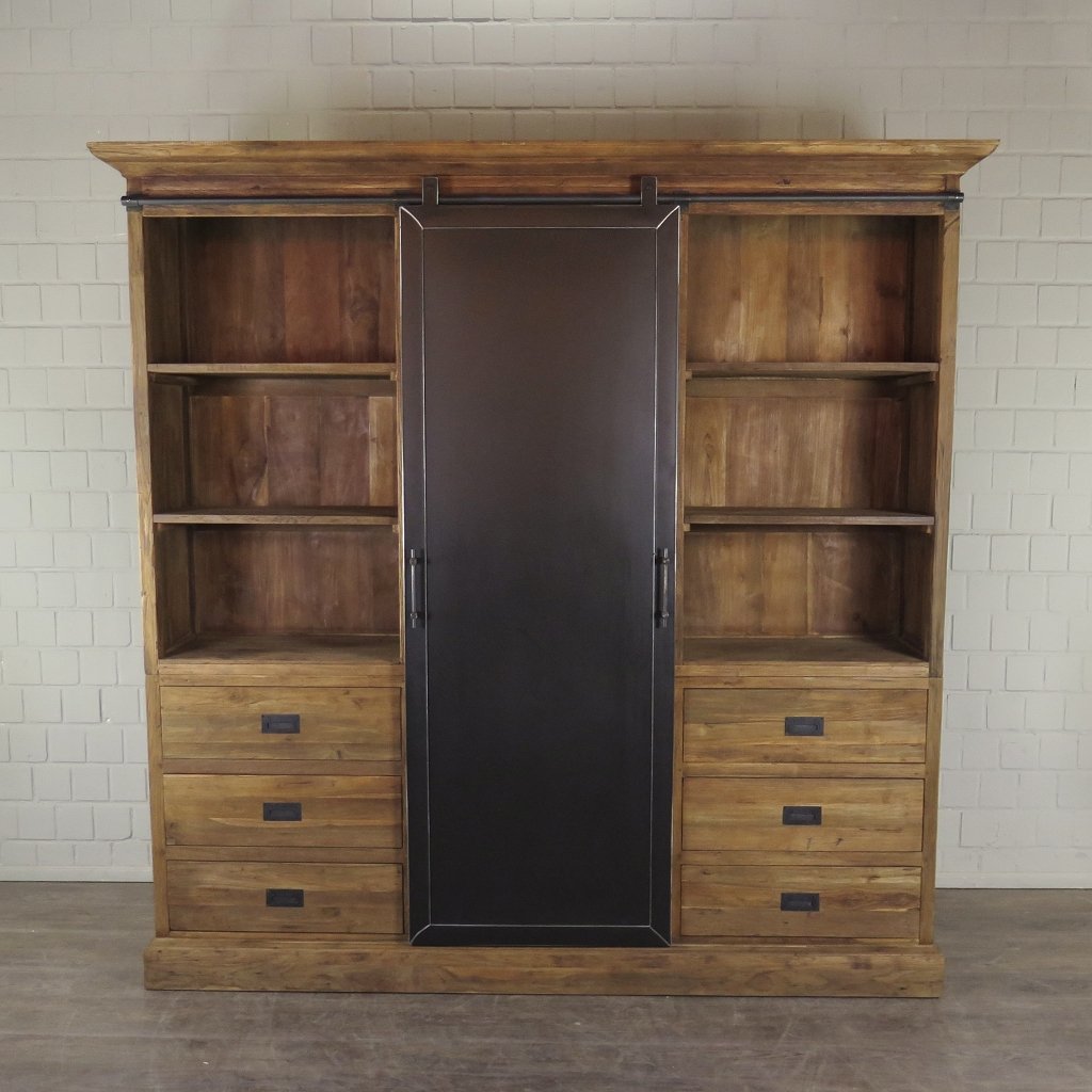Vitrine Bücherschrank Teakholz 2,25 m