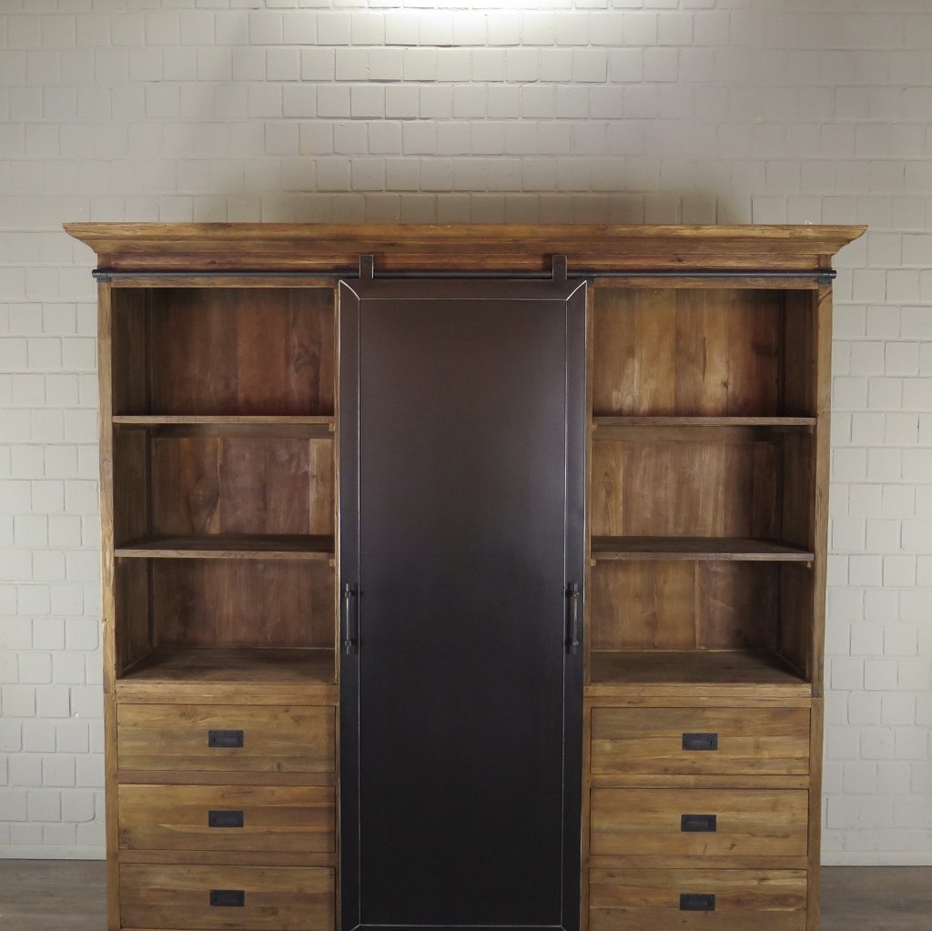 Vitrine Bücherschrank Teakholz 2,25 m
