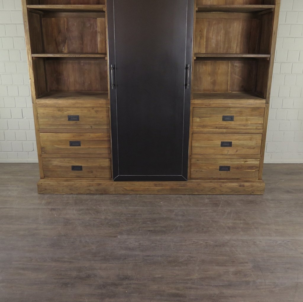 Vitrine Bücherschrank Teakholz 2,25 m