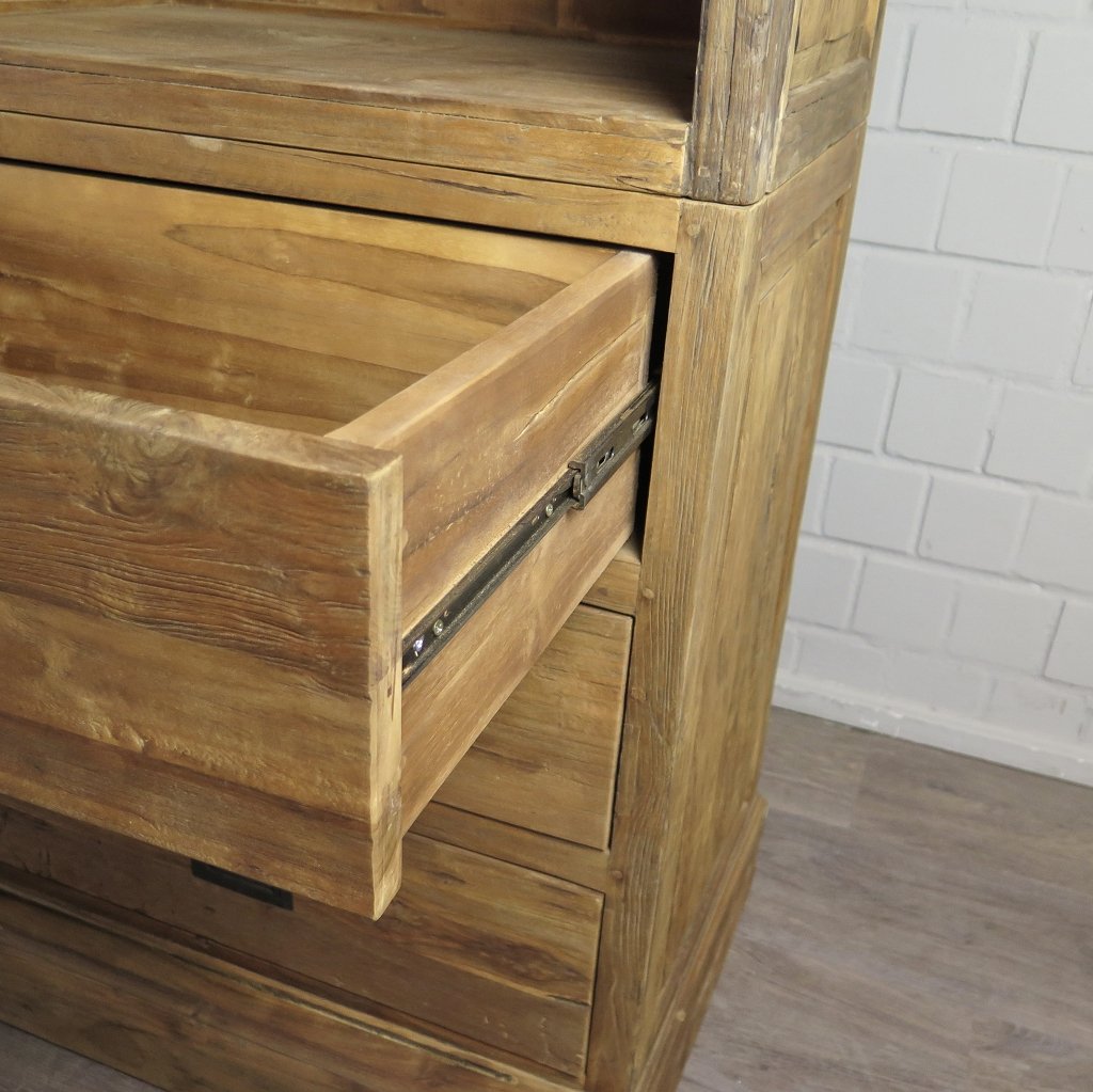 Vitrine Bücherschrank Teakholz 2,25 m