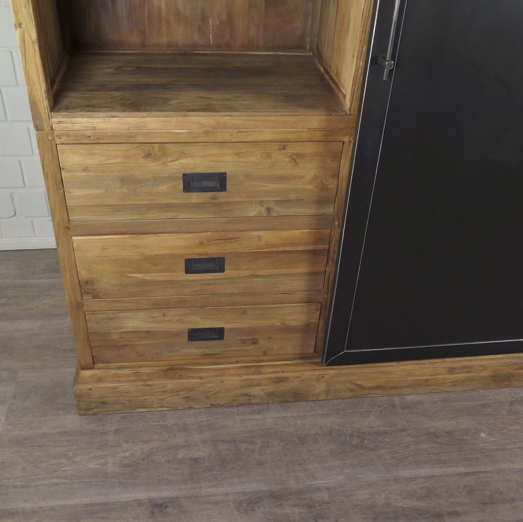 Vitrine Bücherschrank Teakholz 2,25 m