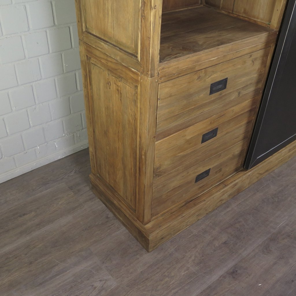 Vitrine Bücherschrank Teakholz 2,25 m