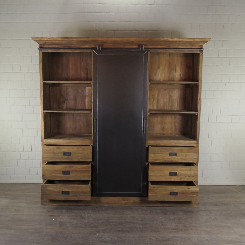 Vitrine Bücherschrank Teakholz 2,25 m