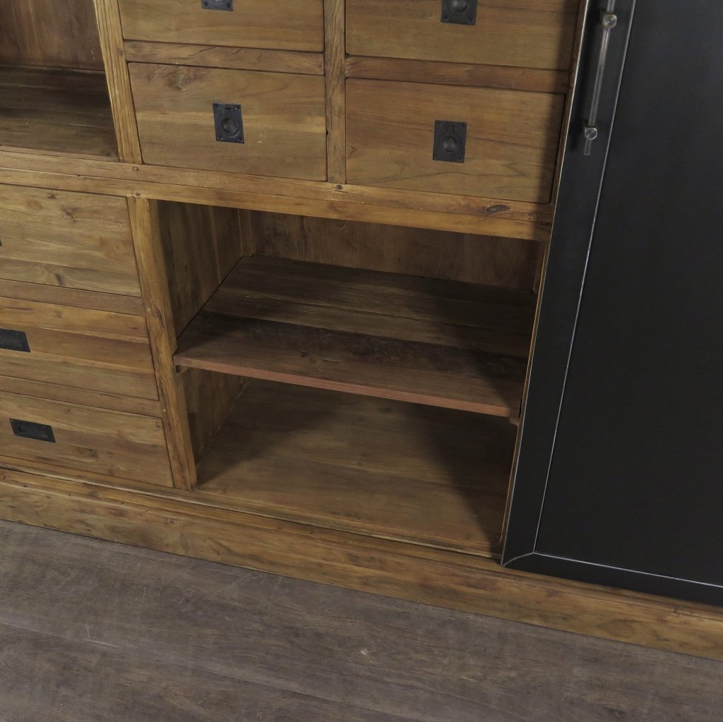 Vitrine Bücherschrank Teakholz 2,25 m