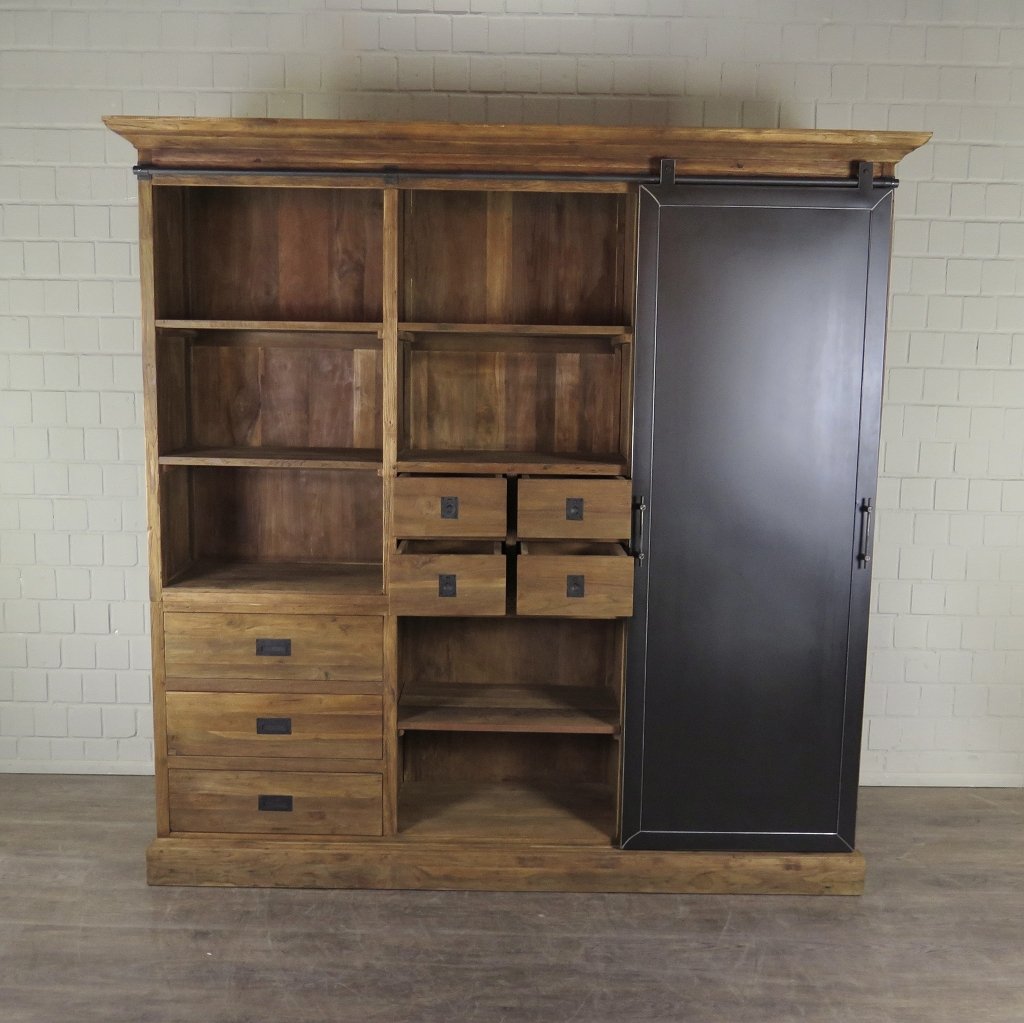 Vitrine Bücherschrank Teakholz 2,25 m