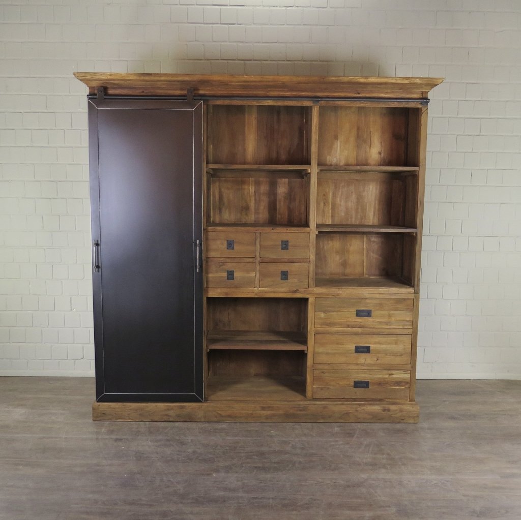 Vitrine Bücherschrank Teakholz 2,25 m