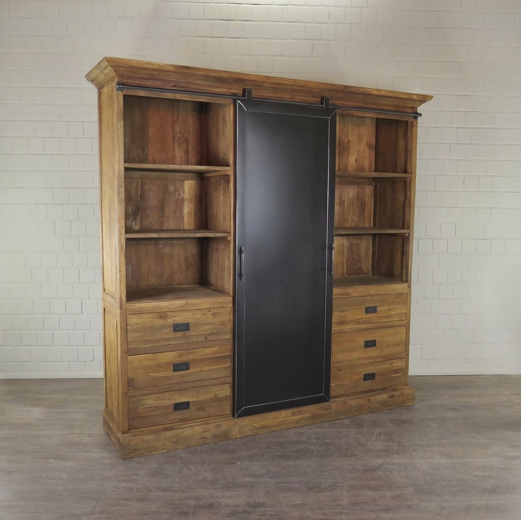 Vitrine Bücherschrank Teakholz 2,25 m