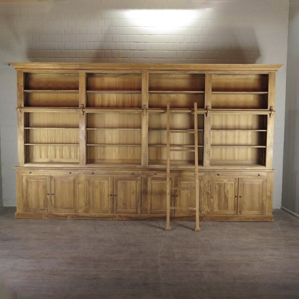 Bibliotheksschrank Bücherschrank Schrank 4,11 m Teakholz