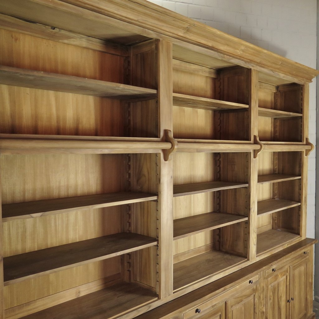 Bibliotheksschrank Bücherschrank Schrank 4,11 m Teakholz