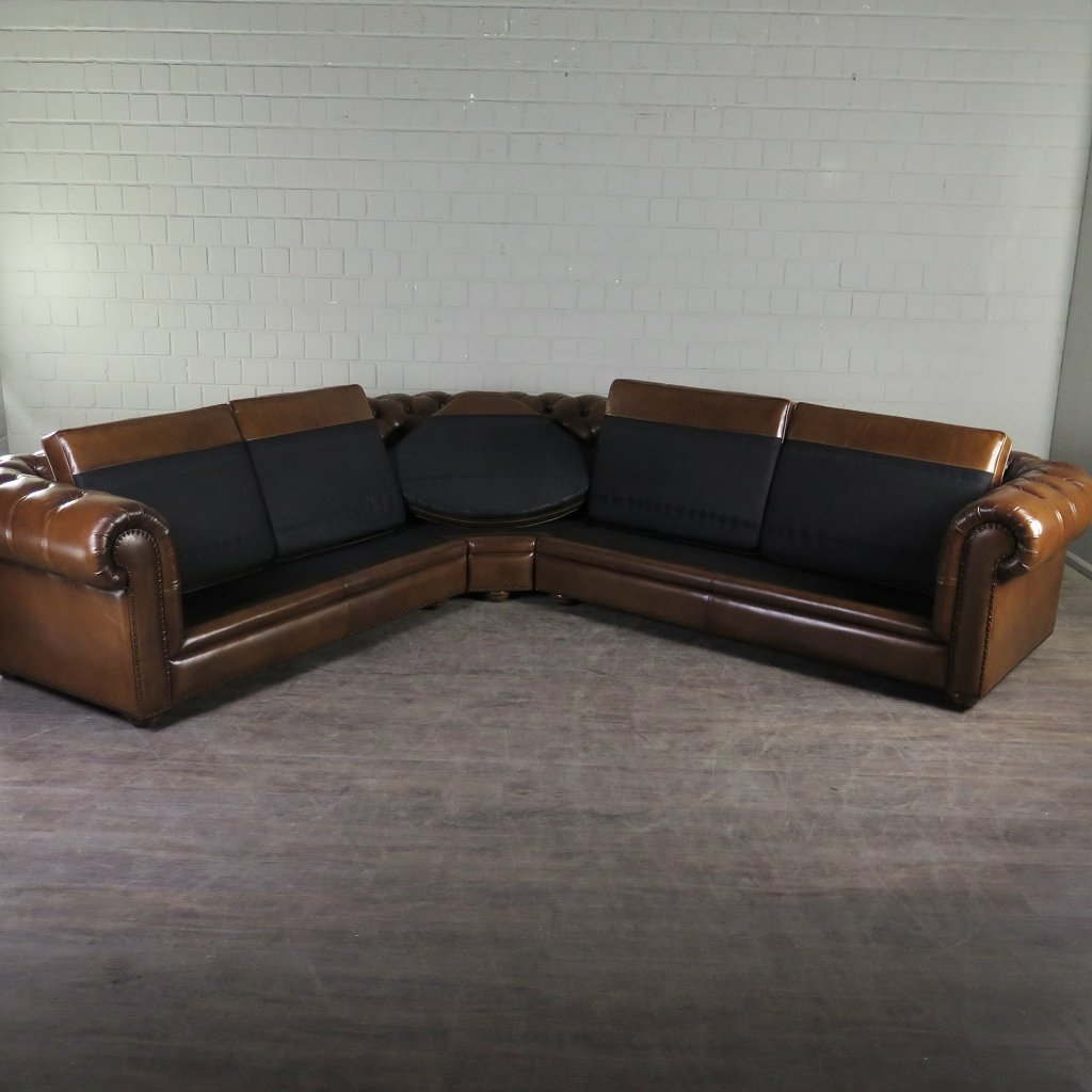 Chesterfield Sofa Eckcouch Ecksofa Rot-Braun 2,90 m x 2,80 m