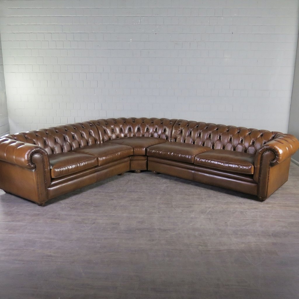 Chesterfield Sofa Eckcouch Ecksofa Rot-Braun 2,90 m x 2,80 m