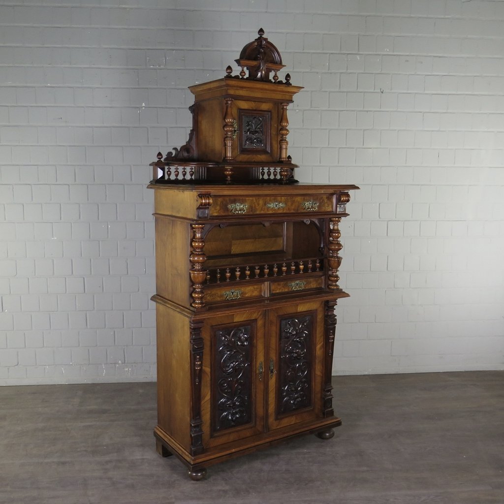 Vertiko mit Aufsatz Gründerzeit 1880 Nussbaum  