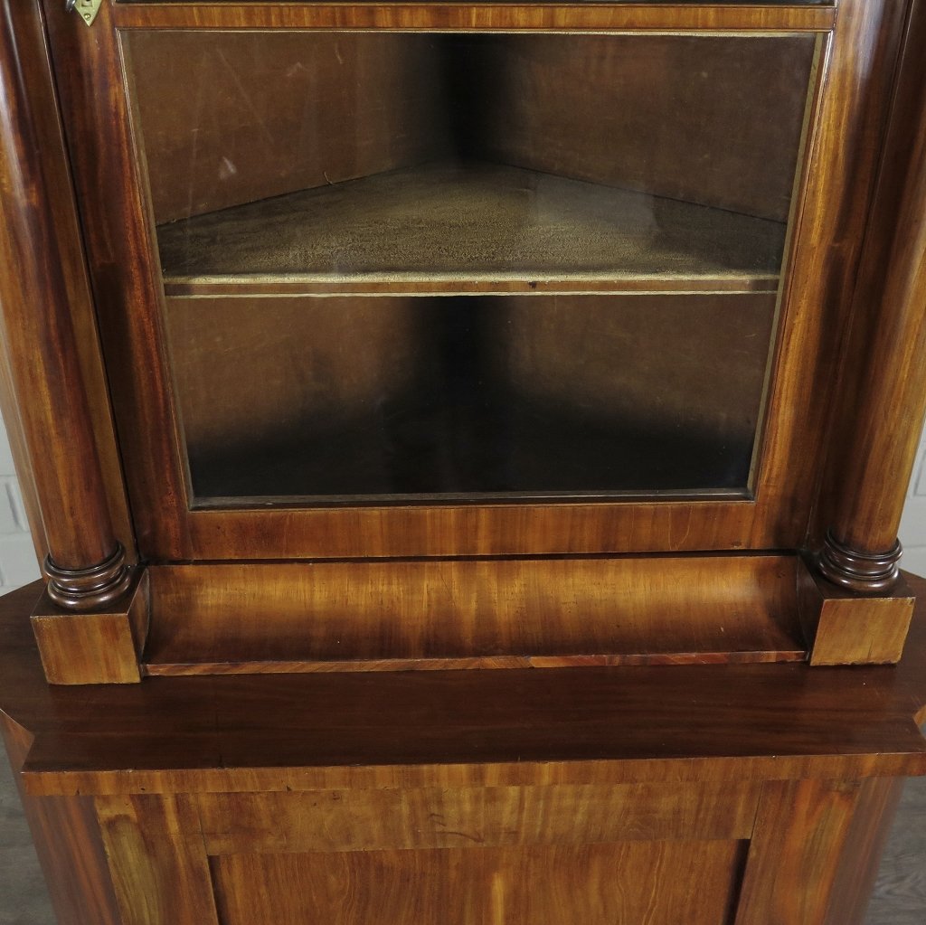 Eckschrank Eckvitrine Biedermeier 1815 Mahagoni