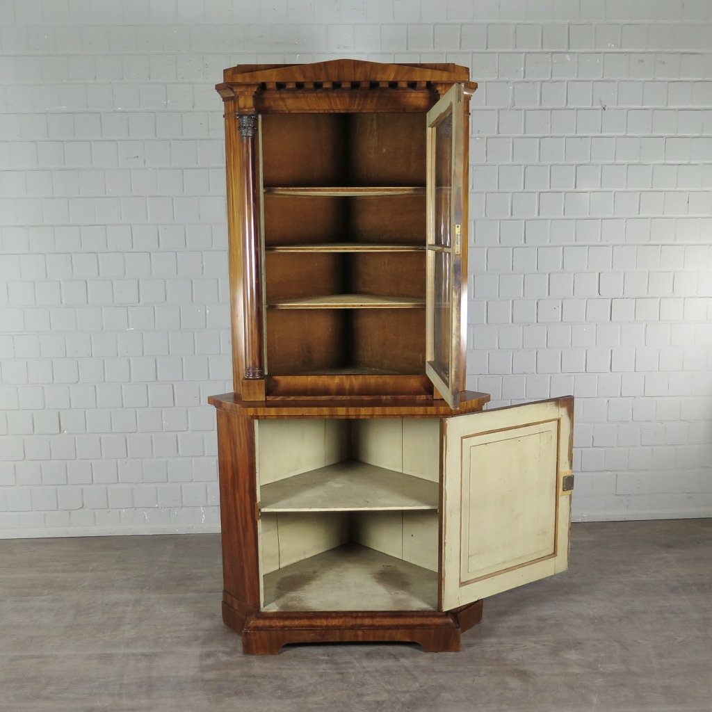 Eckschrank Eckvitrine Biedermeier 1815 Mahagoni