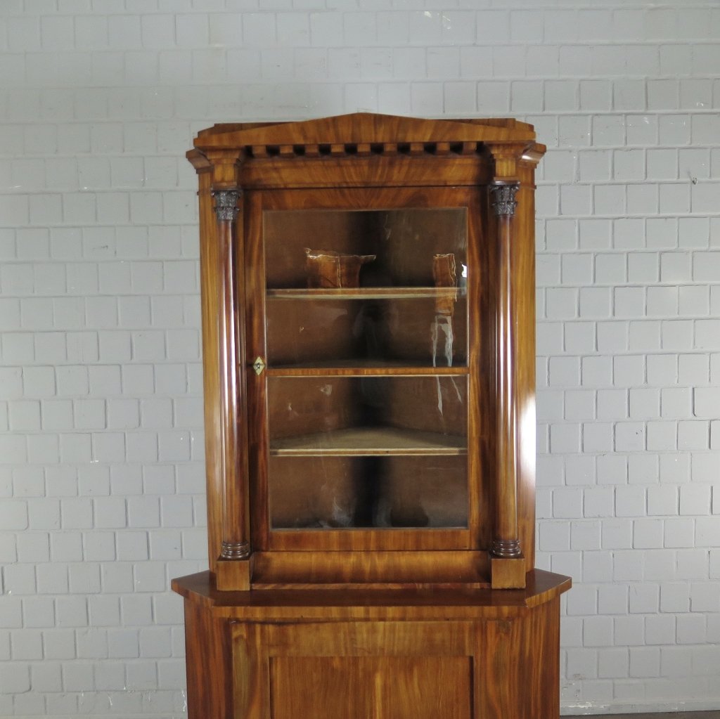 Eckschrank Eckvitrine Biedermeier 1815 Mahagoni