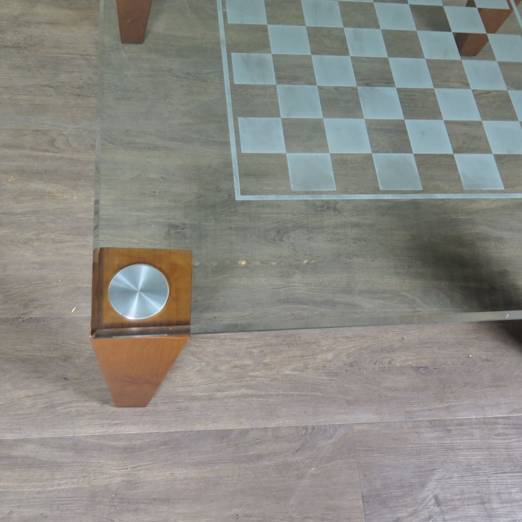 Spieltisch Schachbrett Glas Kirschbaum 1,00 m x 1,00 m