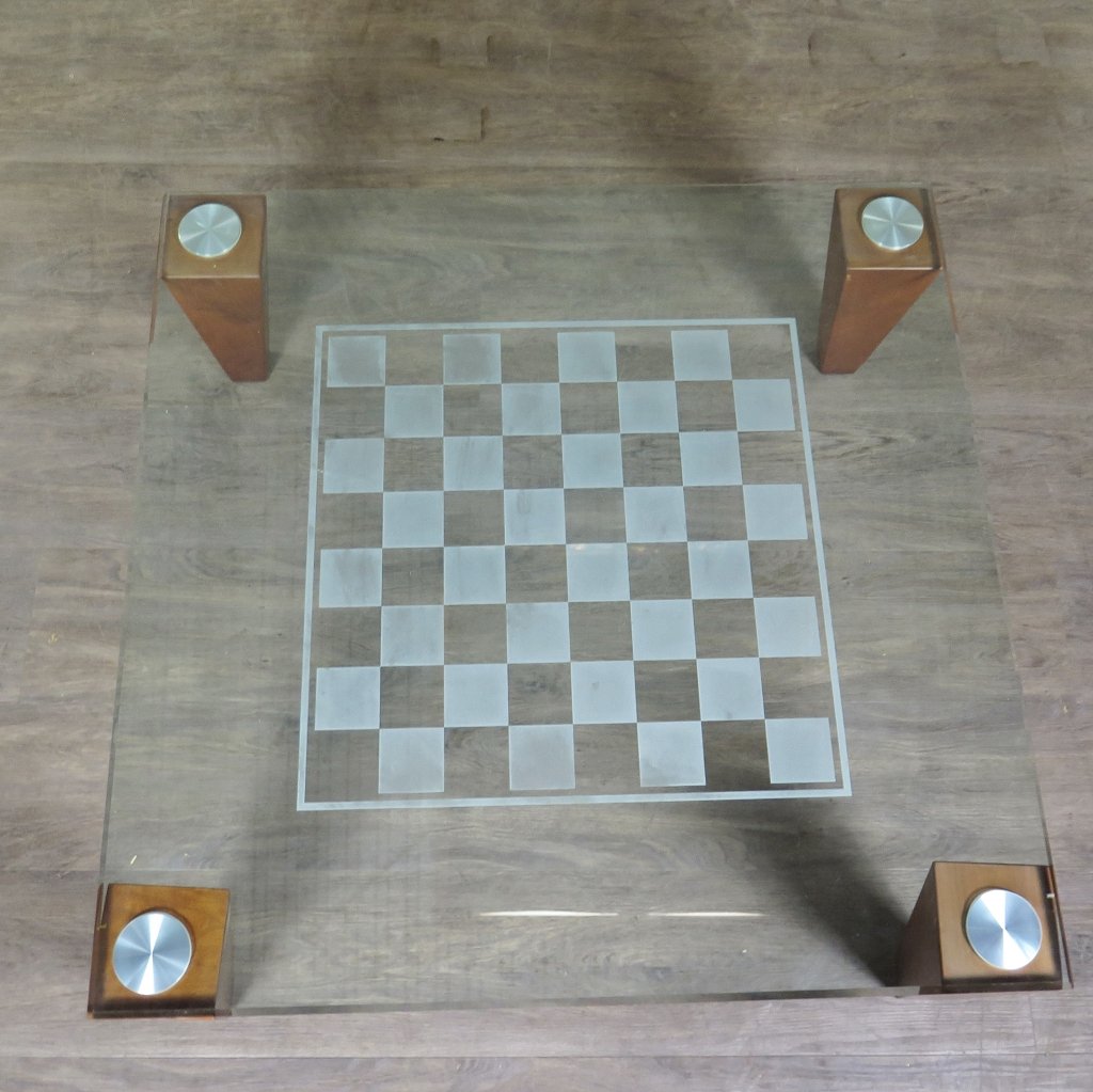 Spieltisch Schachbrett Glas Kirschbaum 1,00 m x 1,00 m