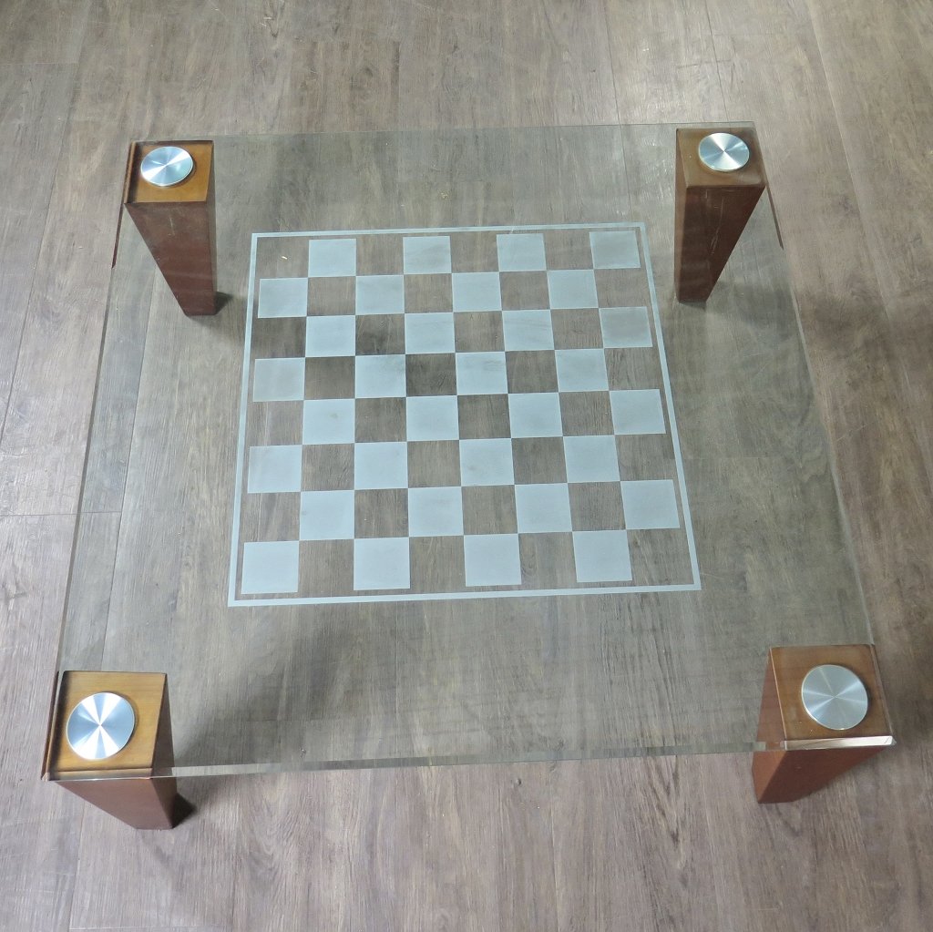 Spieltisch Schachbrett Glas Kirschbaum 1,00 m x 1,00 m