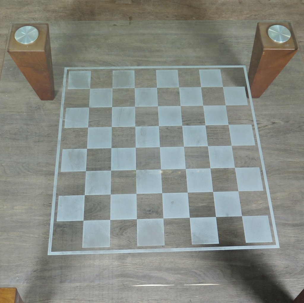 Spieltisch Schachbrett Glas Kirschbaum 1,00 m x 1,00 m