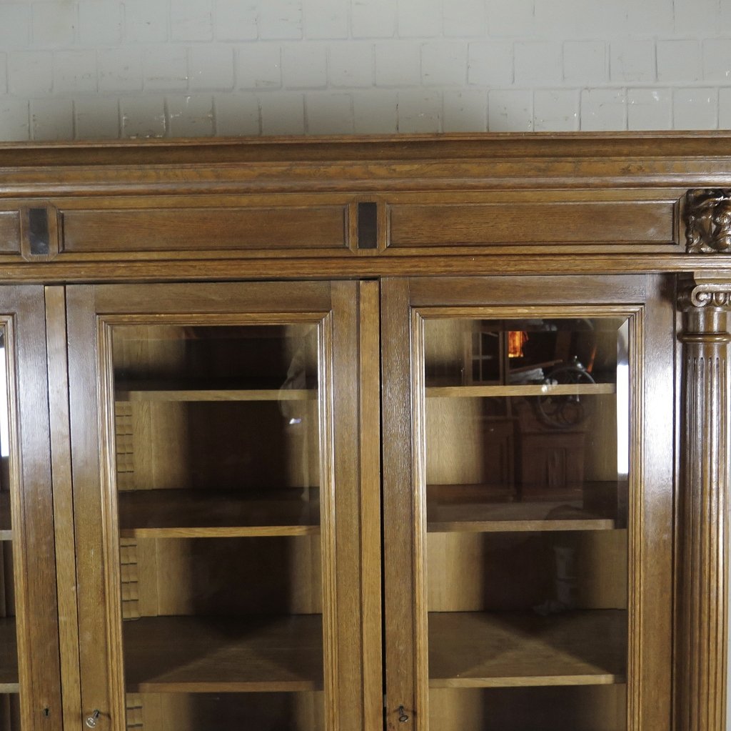Vitrine Bücherschrank Schrank Gründerzeit 1880 Eiche
