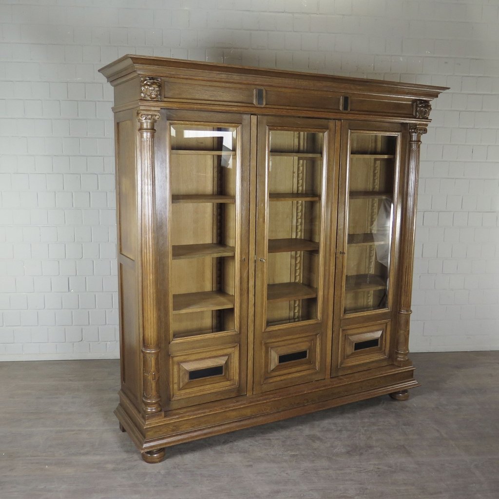 Vitrine Bücherschrank Schrank Gründerzeit 1880 Eiche