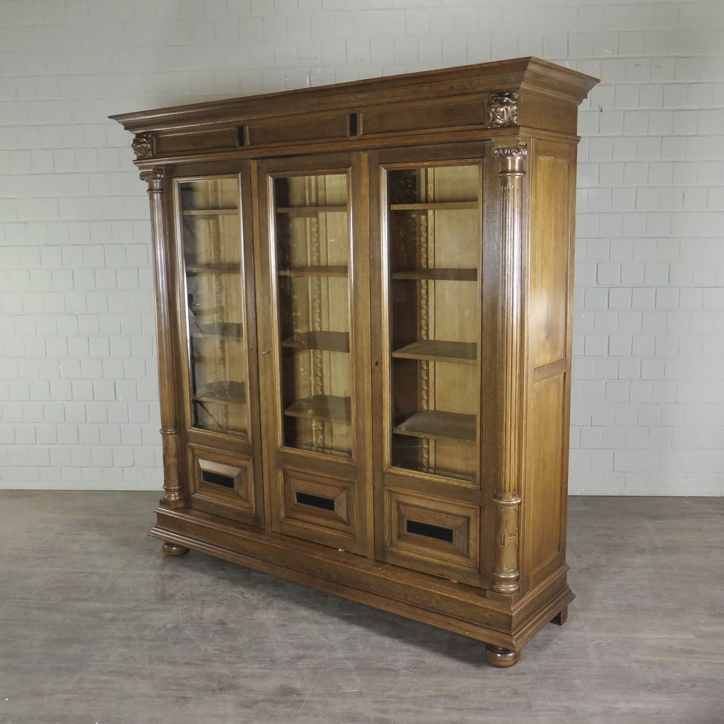 Vitrine Bücherschrank Schrank Gründerzeit 1880 Eiche