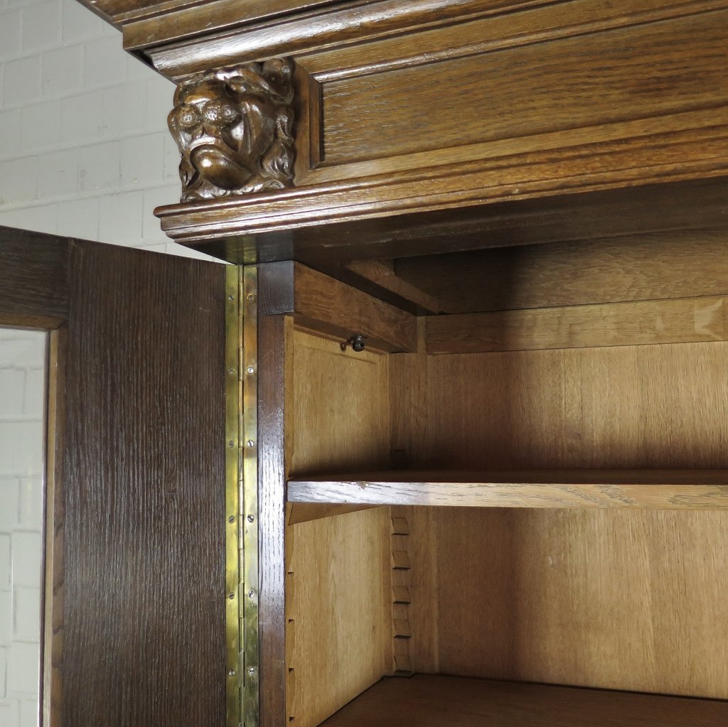 Vitrine Bücherschrank Schrank Gründerzeit 1880 Eiche