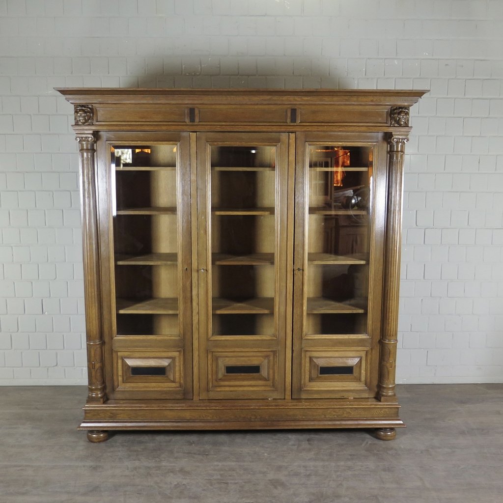 Vitrine Bücherschrank Schrank Gründerzeit 1880 Eiche