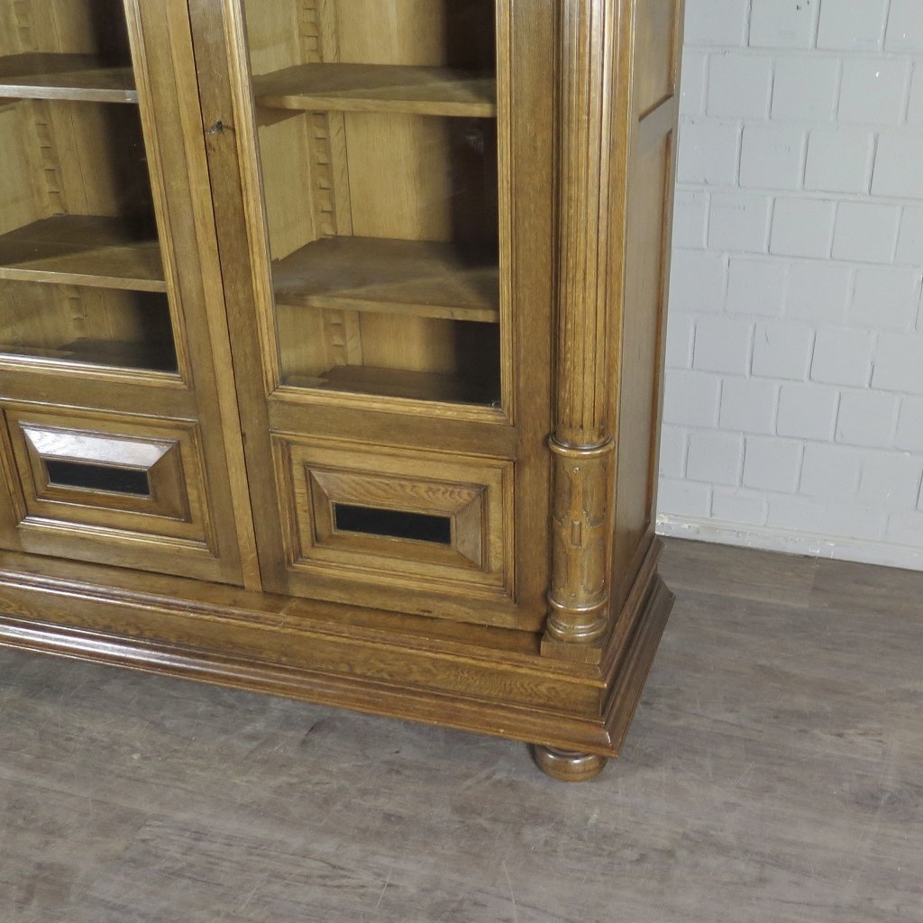 Vitrine Bücherschrank Schrank Gründerzeit 1880 Eiche