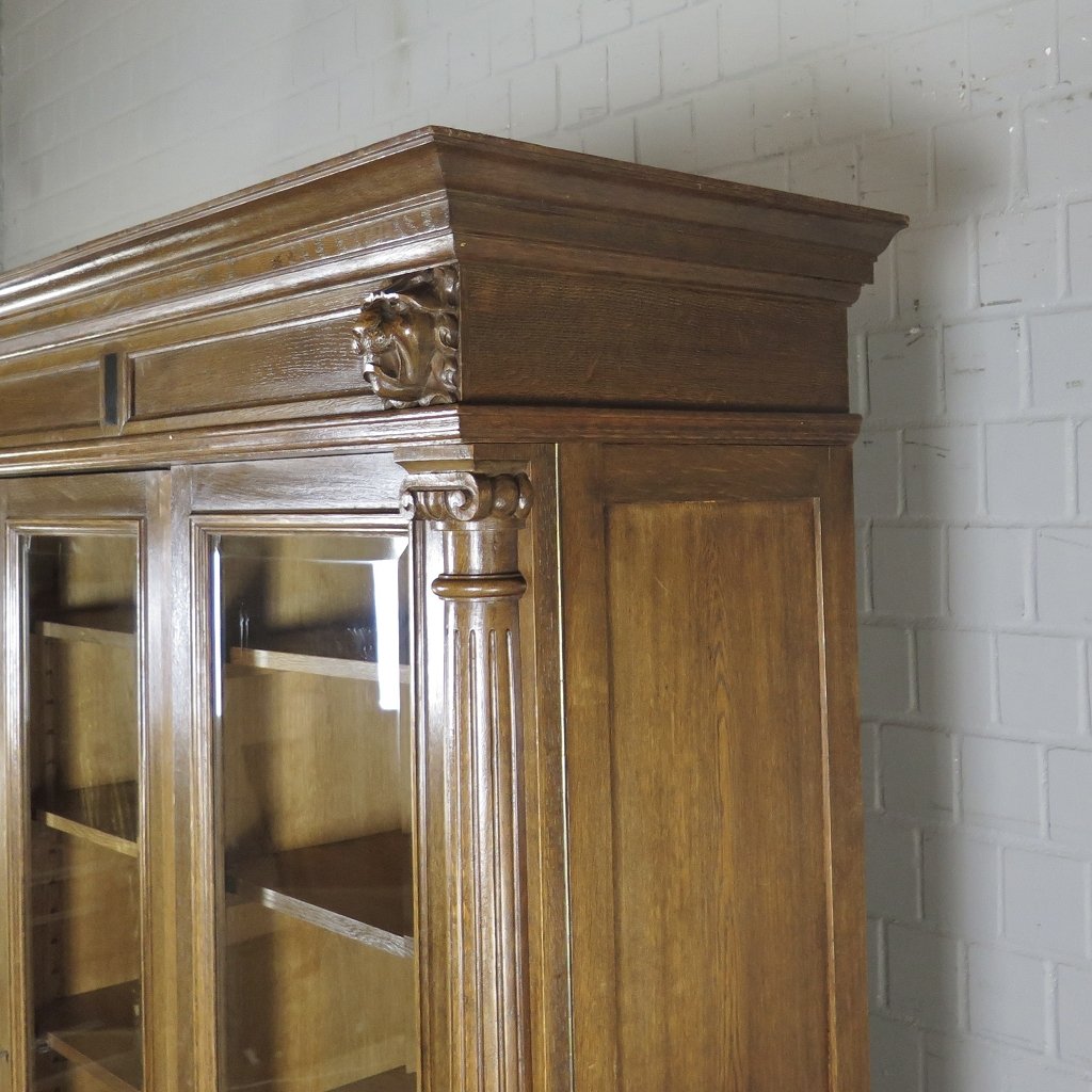 Vitrine Bücherschrank Schrank Gründerzeit 1880 Eiche