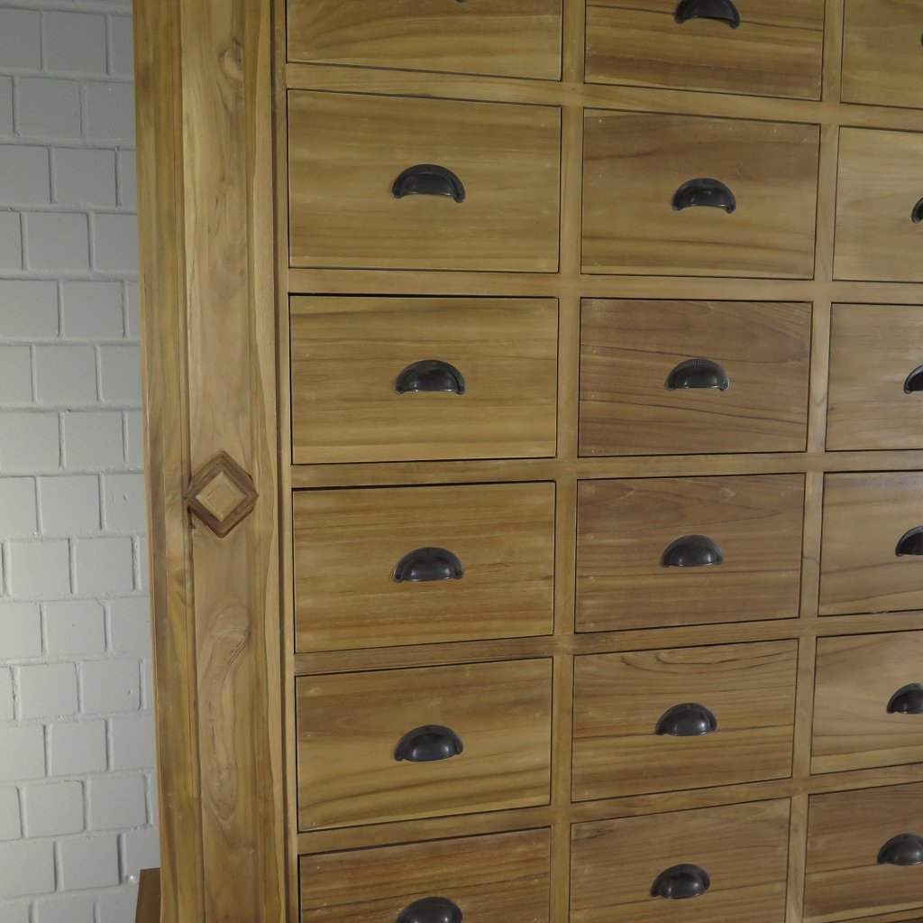 Apothekerschrank Ladenschrank Anna Teakholz 2,51 m