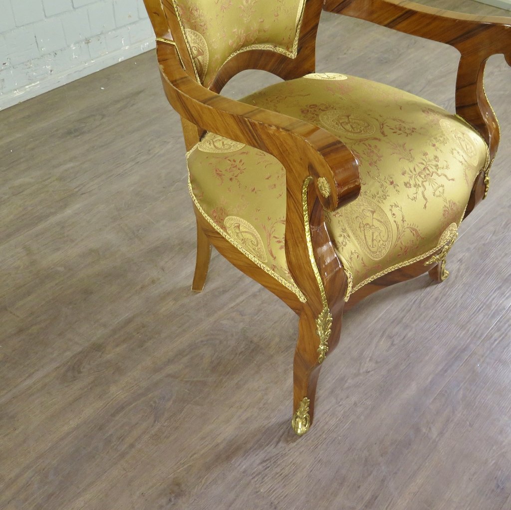 Barockstuhl Stuhl Nussbaum Gold Neubarock