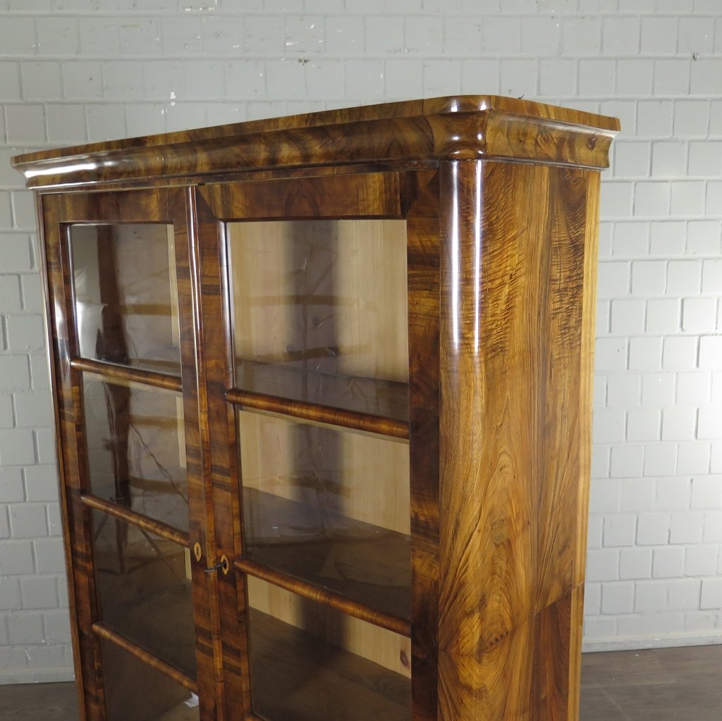 Vitrine Bücherschrank Biedermeier 1840 Nussbaum