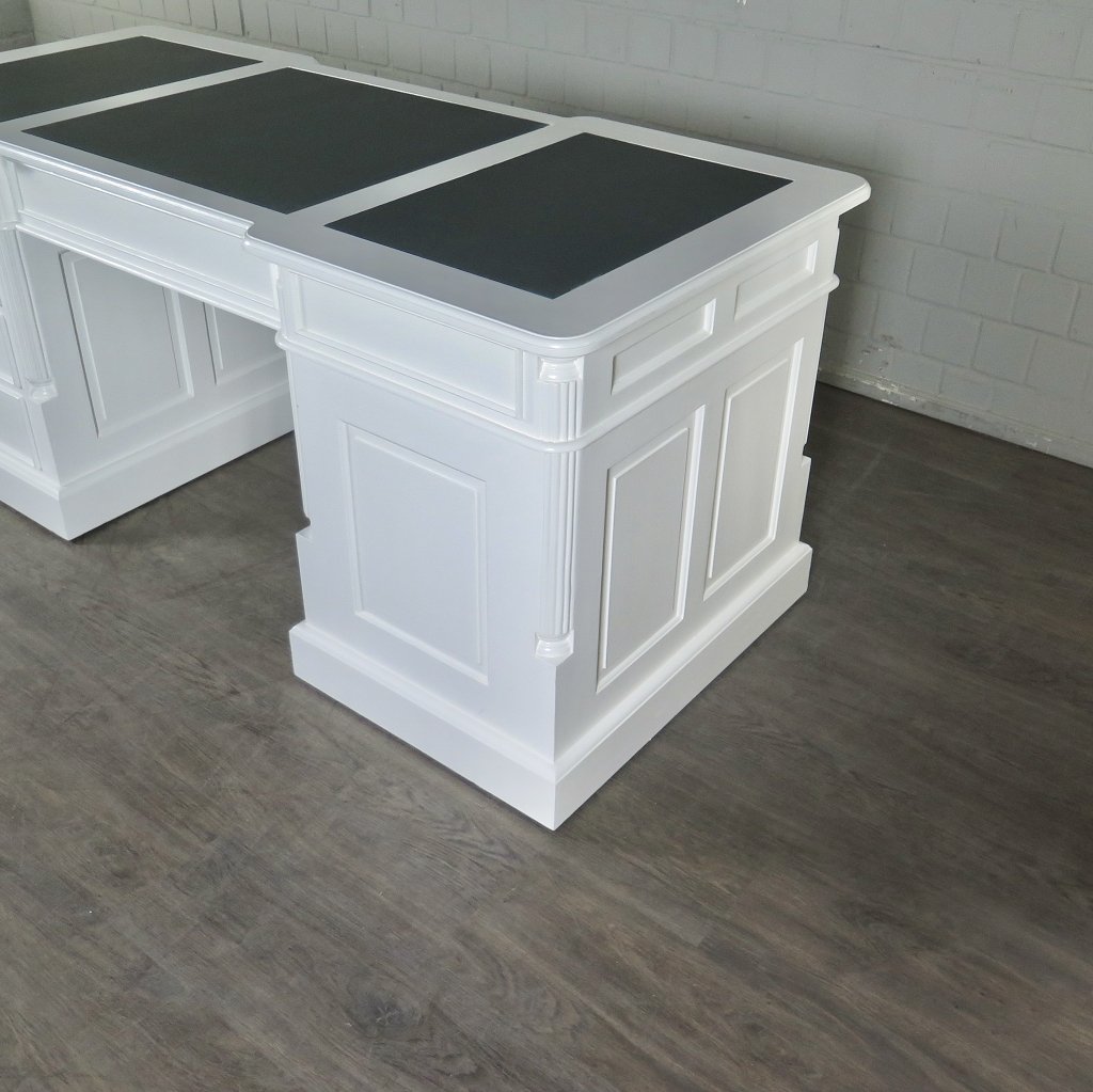 Schreibtisch Teakholz Weiß 1,80 m