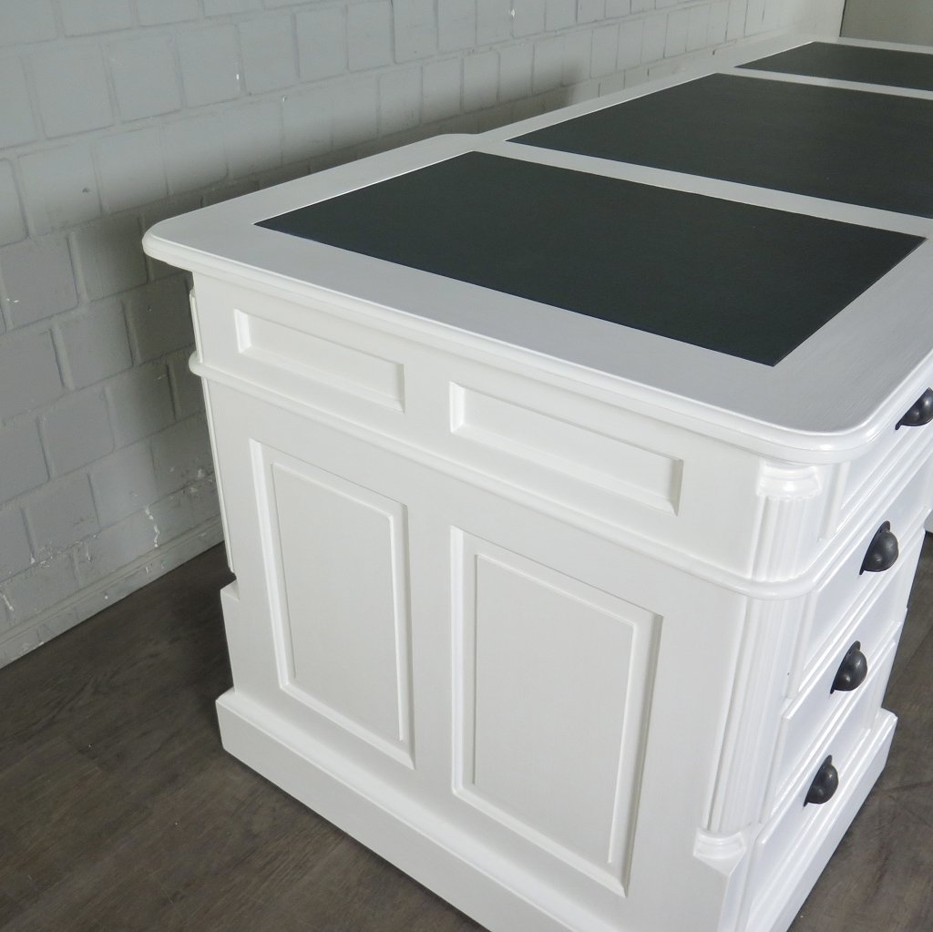 Schreibtisch Teakholz Weiß 1,80 m