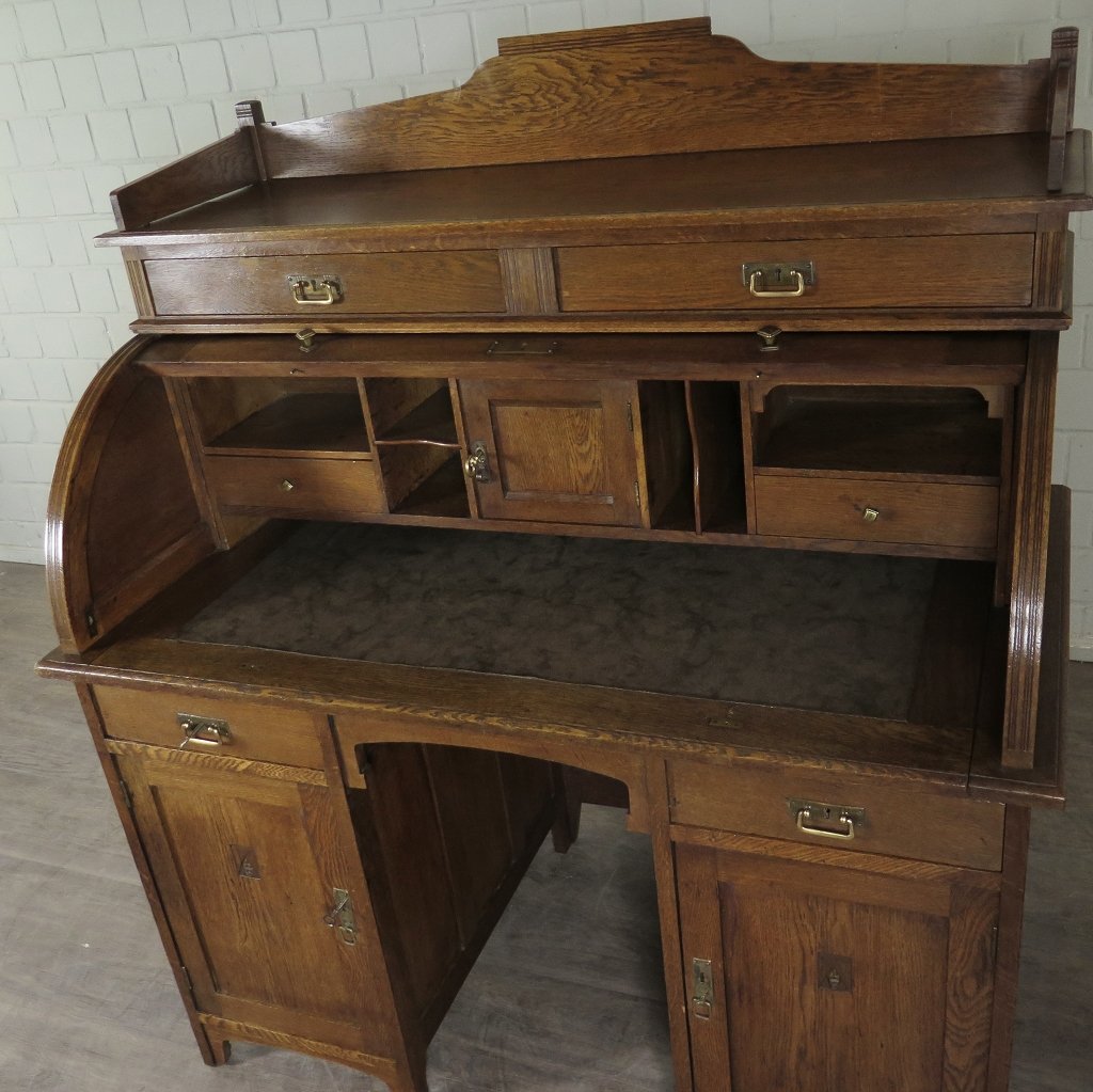 Schreibtisch mit Aufsatz Jugendstil 1910 Eiche