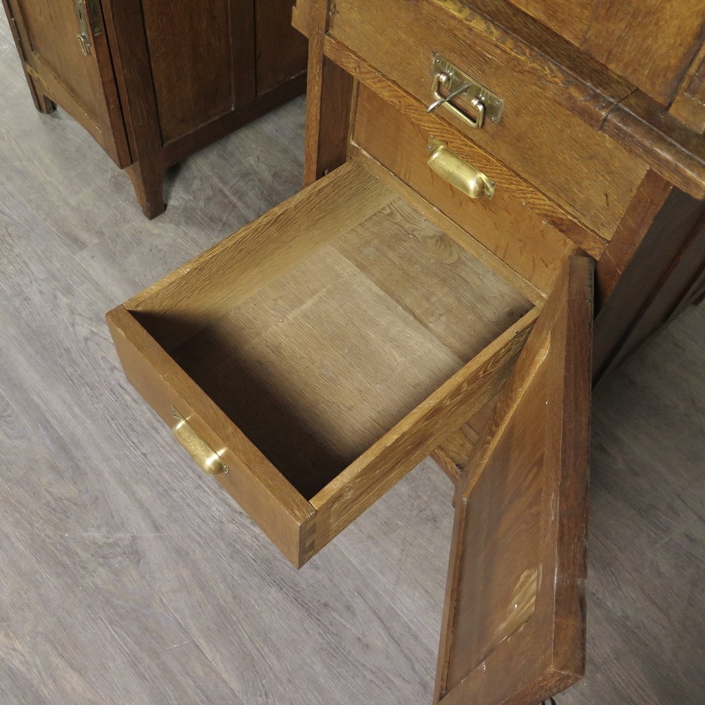Schreibtisch mit Aufsatz Jugendstil 1910 Eiche