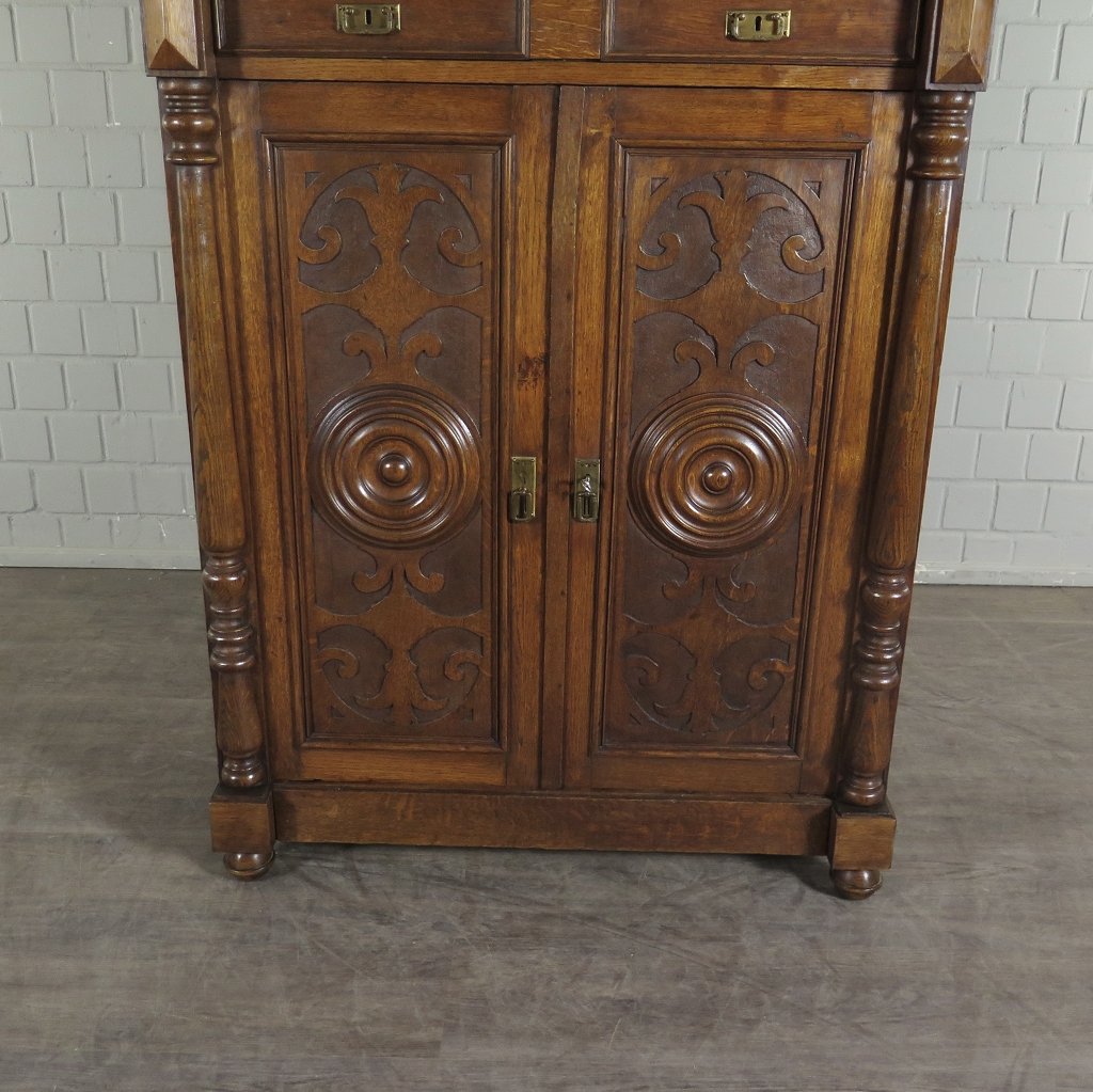 Vertiko mit Aufsatz Gründerzeit 1880 Eiche