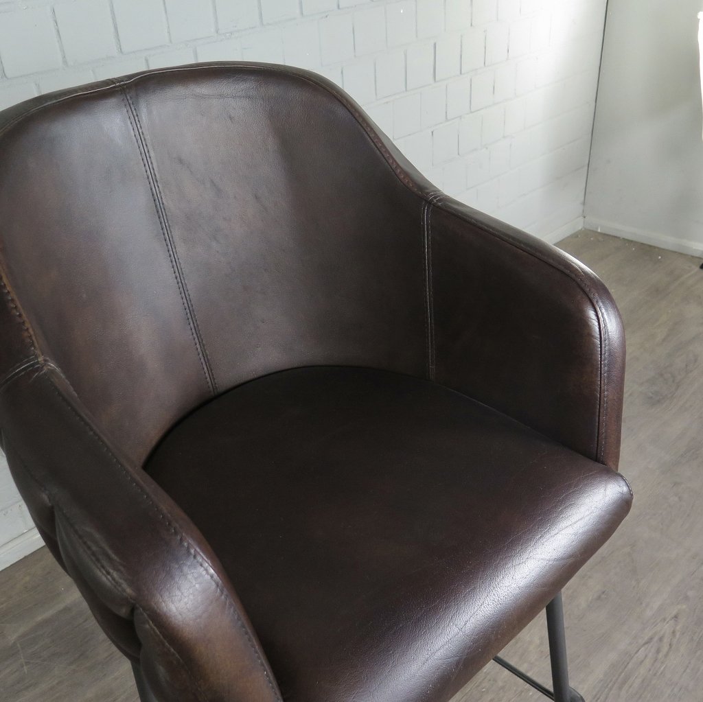 Barhocker Barstuhl Braun Leder